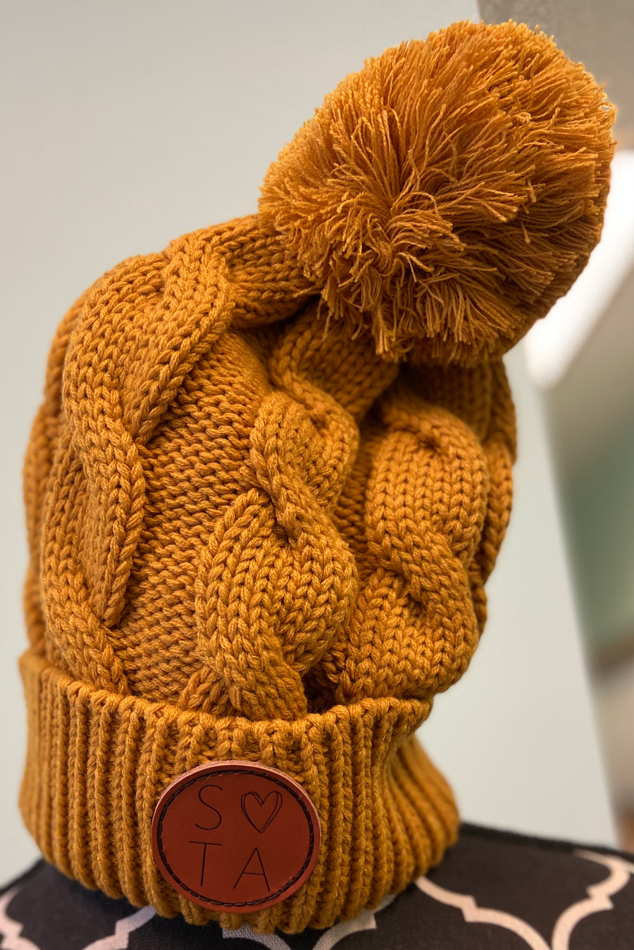 Gold Pom Pom Stocking Hat