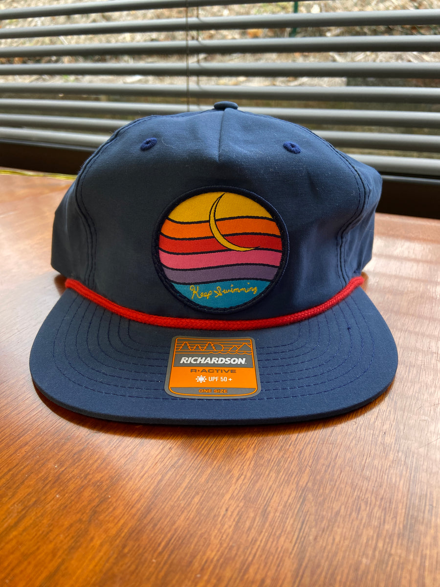 Navy Rope Hat with Keep Swimming Patch