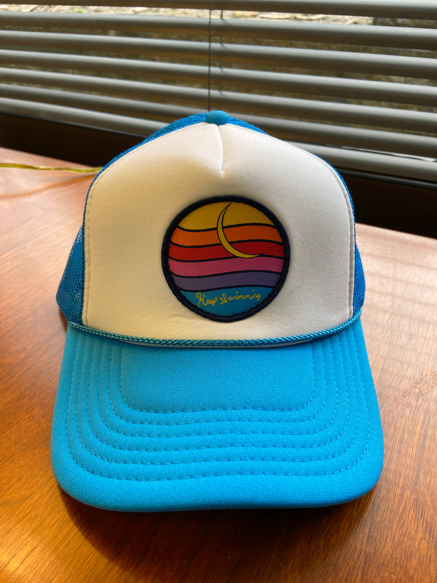 Teal Foam Trucker Hat with Keep Swimming Patch