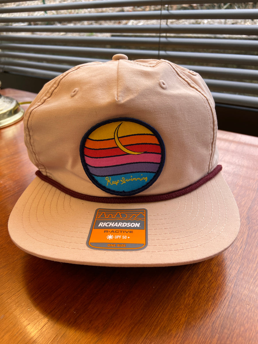 Peach Rope Hat with Keep Swimming Patch