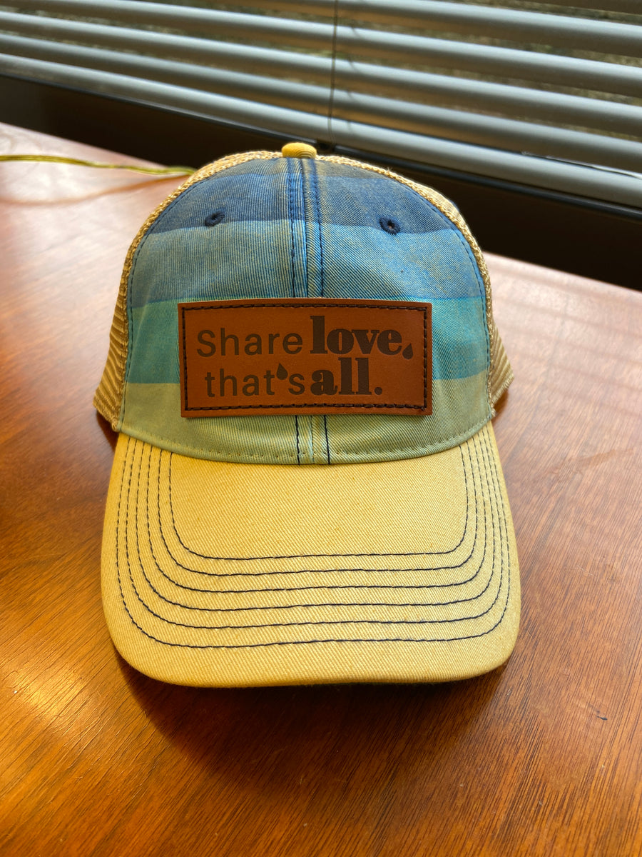 Striped Leather Patch Share Love, That's All Hat