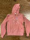 Youth Share Love Hoodie in Mauve with Blue Heart