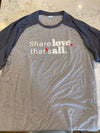 Share Love Raglan T-shirt in Grey/Navy Blue